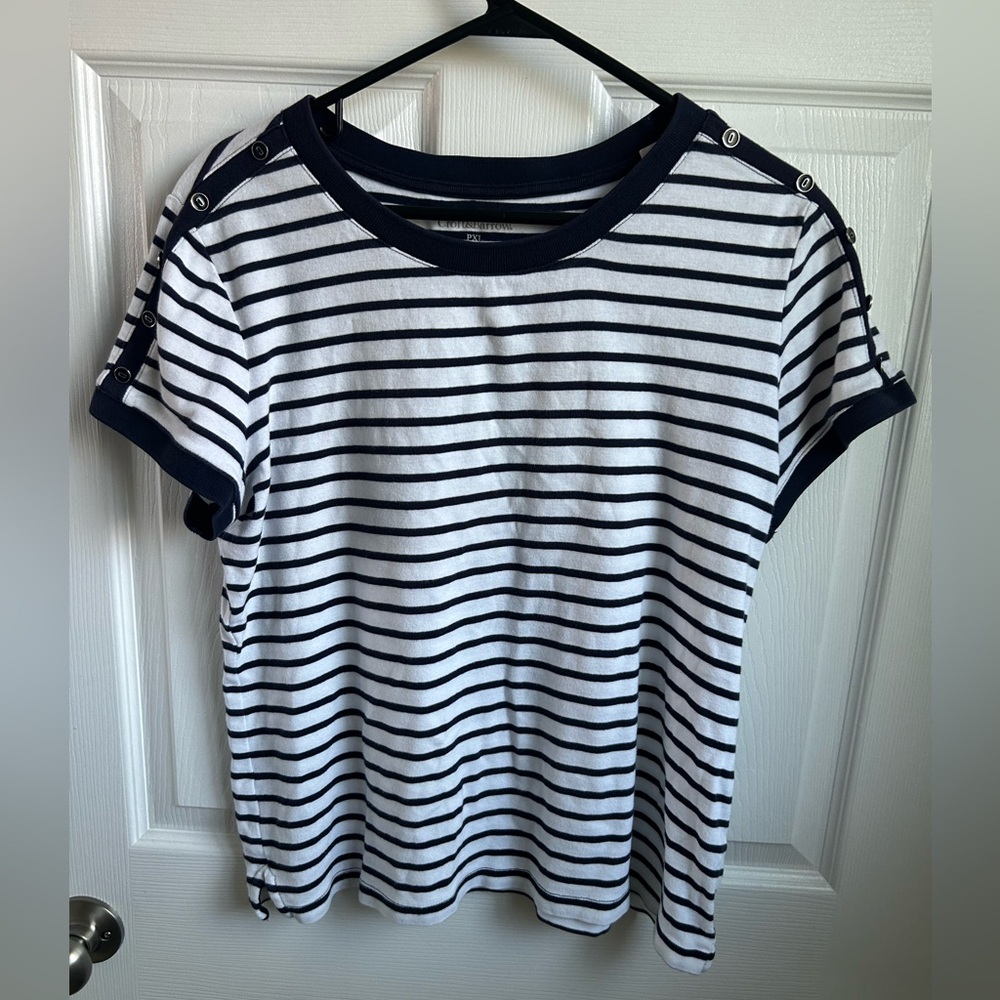 Croft & Barrow Navy and White Striped Top